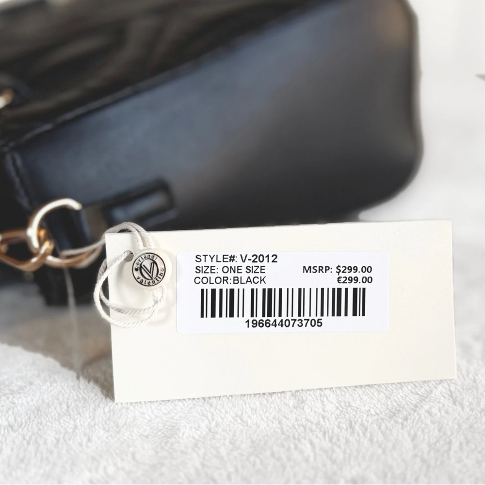 NWT Valentino Orlandi Mini Kayla Quilted Tote – Black Vegan Leather - Picture 6 of 12